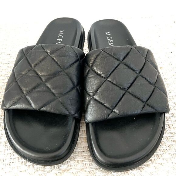 M. Gemi Black quilted leather Alessa slide sandals Sz 36 Womens 6 - Picture 1 of 6